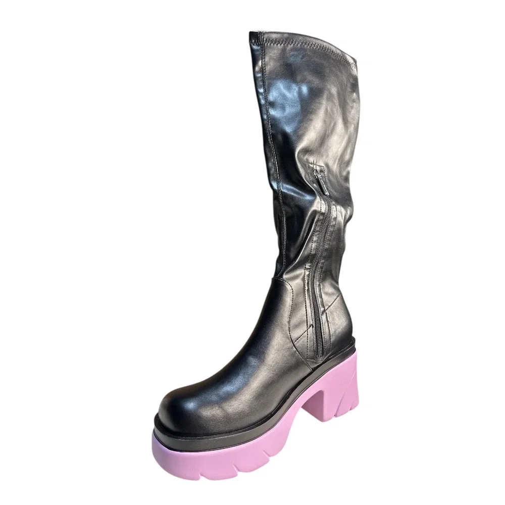 Cape Robin Knee High‎ Black Purple Boots Women's Size 10 NWB On Trend Fashion